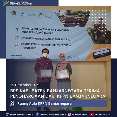 BPS Banjarnegara Regency Receives Award from KPPN Banjarnegara